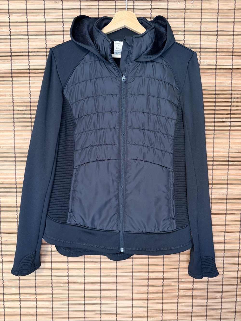 tek gear Black Quilted Hybrid Hooded Jacket